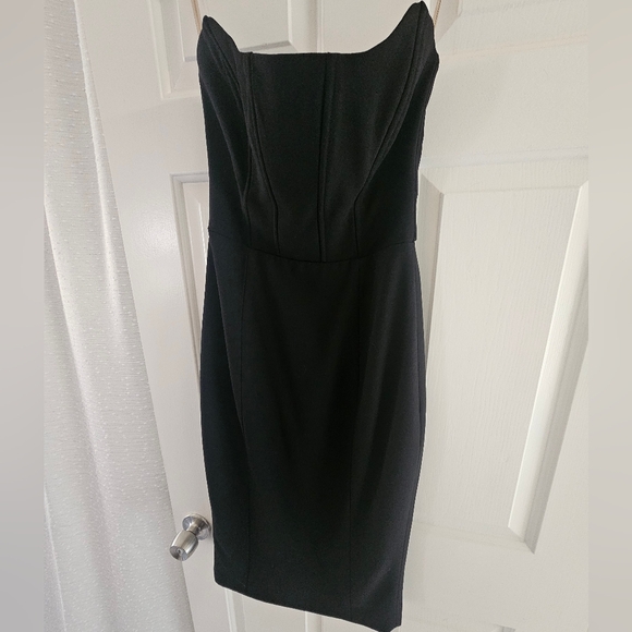 House of CB Black Ribbed Strapless Bodycon Dress - Picture 2 of 4